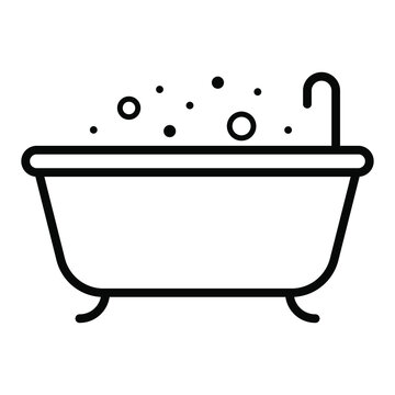 Bathtub with soap icon. Bathroom shower spa symbol. Vector illustration isolated on white background.