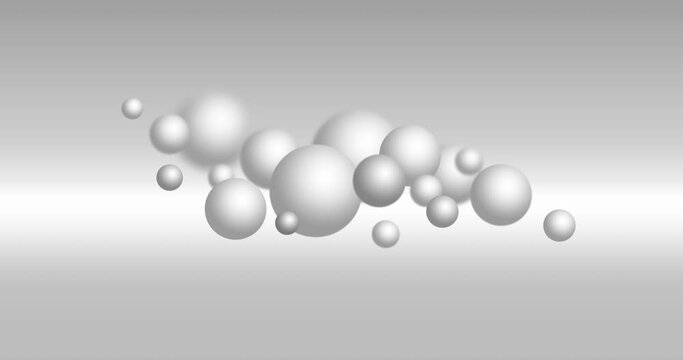 Animated background. White balloons fly up on a gray background, sway with a small amplitude and stop. Gentle delicate abstract pattern.