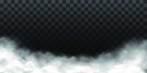 Fog or smoke isolated transparent special effect. White vector cloudiness, mist or smog background. Vector illustration PNG