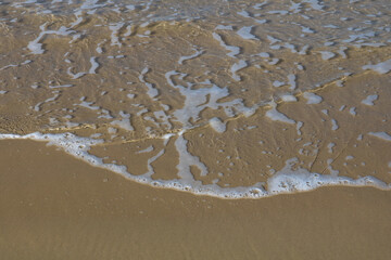 Soft sea wave on the sandy beach, background