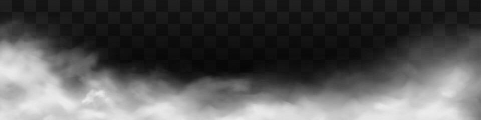 Fog or smoke isolated transparent special effect. White vector cloudiness, mist or smog background. Vector illustration PNG