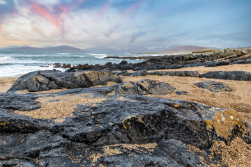 Scotish Lewis and Harris Island landscape coastline,