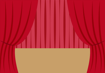 Fototapeta premium Escenario de un teatro con cortinas rojas.