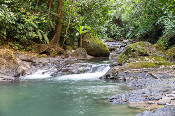 Naklejka na ściany i meble Small waterfall in the rainforest of Costa Rica