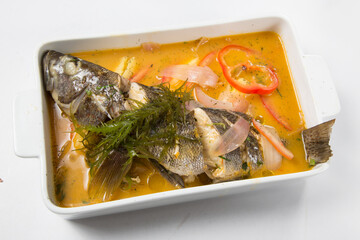 Peruvian food: Sudado de pescado, fish soup.