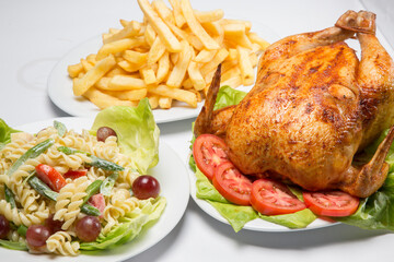 Peruvian food: Pollo a la brasa. Roast chicken.