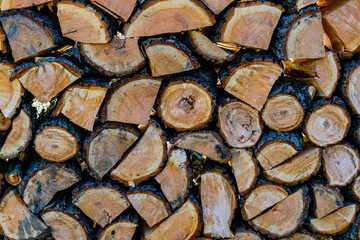 A pile of chopped firewood ready for winter