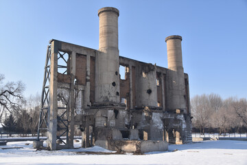 The Boiler House at Unit 731, Harbin, China in winter. 