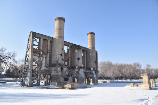 The Boiler House at Unit 731, Harbin, China in winter. 