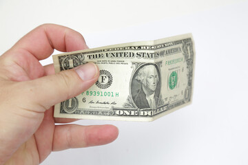 Dinheiro dolares  isolado no fundo branco .
