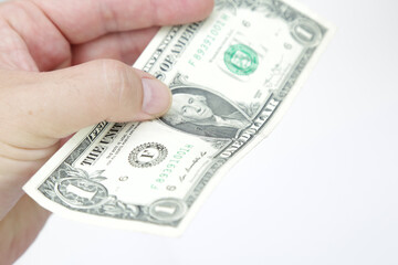 Dinheiro dolares  isolado no fundo branco .
