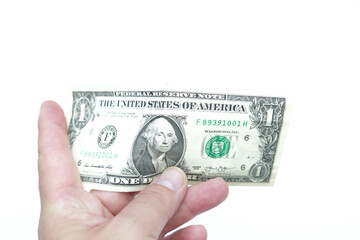 Dinheiro dolares  isolado no fundo branco .
