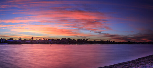 Panorama of sunrise West Lakes