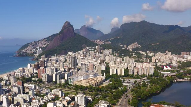 Beautiful town with sea, mountains, and lagoon. Rio de Janeiro. Brazil.