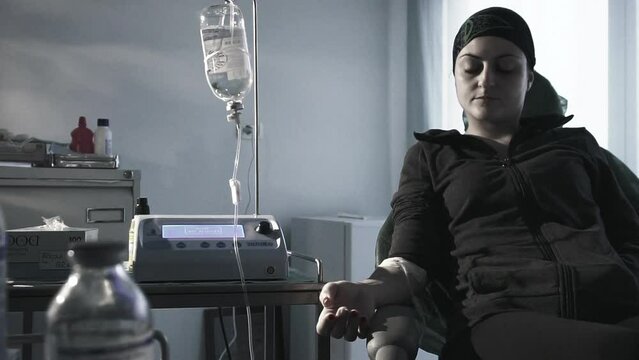 Girl who does chemotherapy - Slow motion