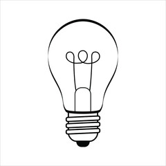 Hand drawn light bulb icon with concept of idea. Idea sign, solution, thinking concept. Brainstorm and teamwork. Stock Vector illustration. Trendy flat style for graphic design, website