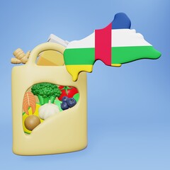 3d rendering of the need and consumption of nutrients for a healthy liver in Central African Republic