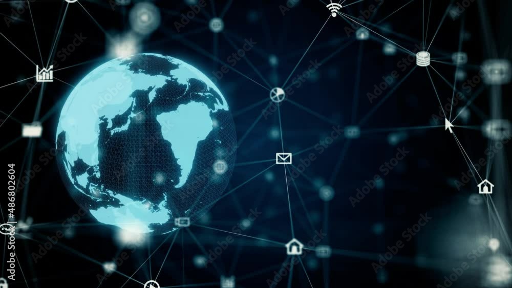 Poster global communication network concept. digital transformation.