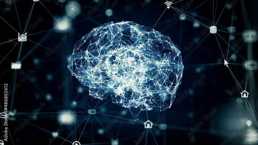 Aufkleber ai (artificial intelligence) concept. communication network.