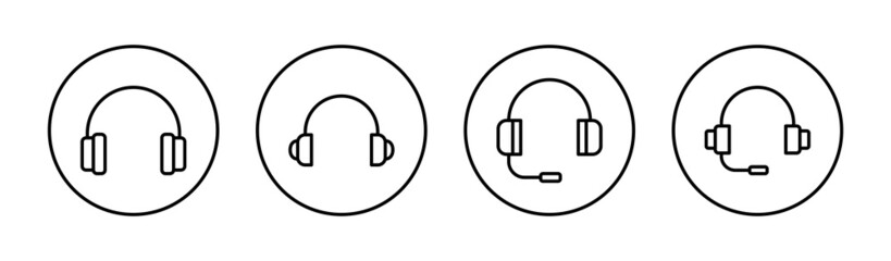 Headphone icons set. Headset sign and symbol