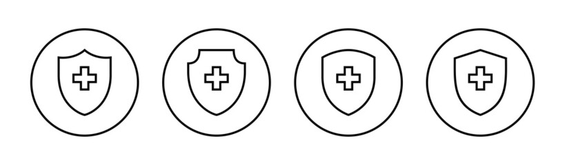 Health insurance icons set. Insurance health document sign and symbol