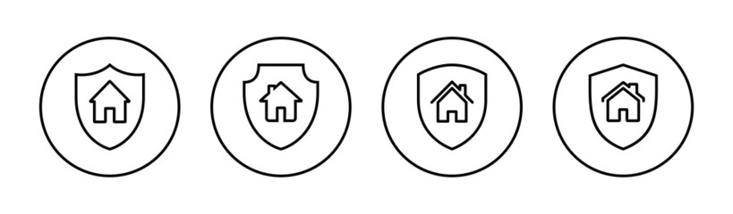 house insurance icons set. house protection sign and symbol