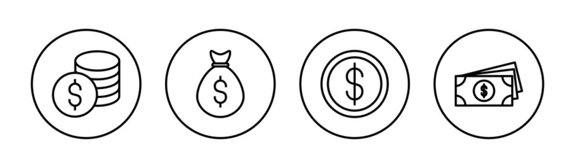 Money icons set. Money sign and symbol