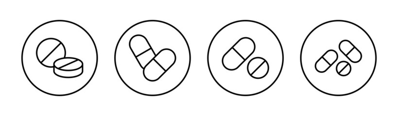Pills icons set. capsule icon. Drug sign and symbol