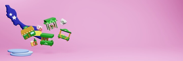 3d rendering of halal restaurants and places to eat in Curacao for Eid Al Fitri, Eid Al Adha and Ramadan