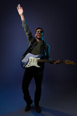 Fototapeta premium Famous rock star enjoying a concert