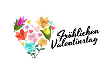 Translation: Happy Valentine's Day. Vector illustration of Happy Valentine's Day. Suitable for greeting card, poster and banner