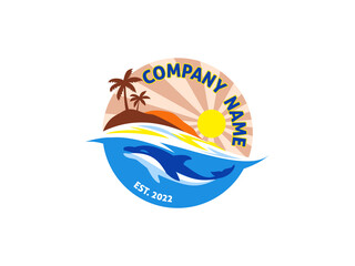 scuba beach tropical dolphin logo