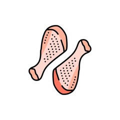 Chicken legs color line icon. Cutting meat.