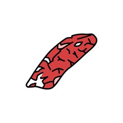 Beef flank color line icon. Cutting meat.