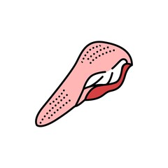 Beef tongue color line icon. Cutting meat.