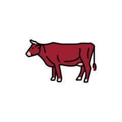 Cow animal color line icon. Pictogram for web page