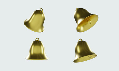 3D Rendering Golden Realistic Bell 3D illustration