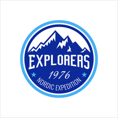 simple business logo about adventure in mountain nature,camping and survival