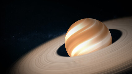 Saturn Planet Rotation on Space Background