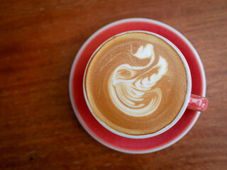 Cappuccino cup, Cappuccino coffee in a beautiful glass on the table favorite cup of coffee concept.