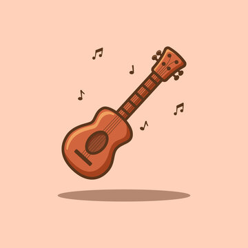 ukulele with melody icon vector illustration
