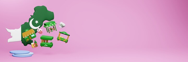 3d rendering of halal restaurants and places to eat in Pakistan for Eid Al Fitri, Eid Al Adha and Ramadan