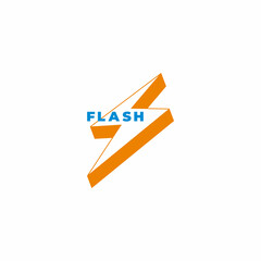 flash thunder line simple geometric 3d flat logo vector