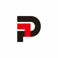 letter p arrow up simple colorful logo vector