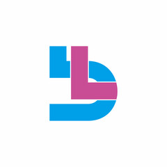 letter bl simple linked geometric colors logo vector