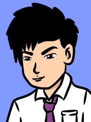 cute man cartoon on blue background