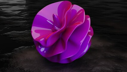 Gray and red loop. Motion. A twisted flower in abstraction made like a loop twists and narrows in the center and then back. 3D rendering