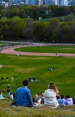couple enjoying the summer weather in the park