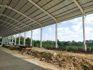 Steel roof building construction,concept of structure steel.