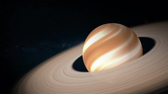4K Saturn Planet Rotation on Space Background Loop Animation
